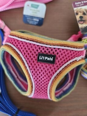 Li'l Pals Comfort Mesh Step In Back Clip Dog Harness 8 To 8 In Pink With Leash